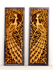Miniature Engraved Peacock Pictures Kit - Set of Two  - 1 12 Scale